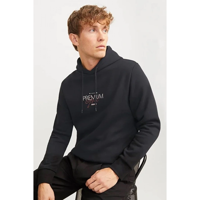 Jack&jones 12271193 Kapsonlu Erkek Sweat - Siyah