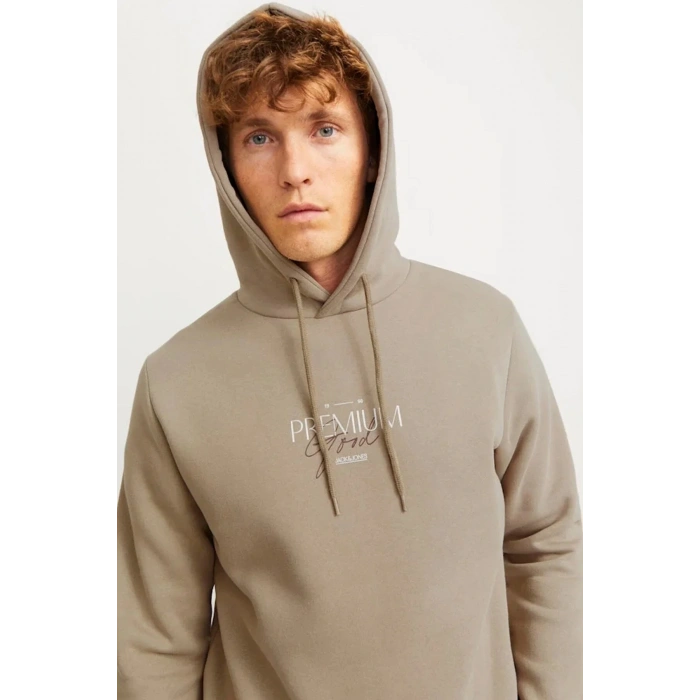 Jack&jones 12271193 Kapsonlu Erkek Sweat - Toprak