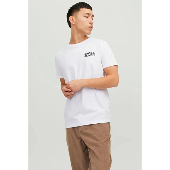 Jack&jones 12151955 0 Yaka Erkek Tshirt - Beyaz