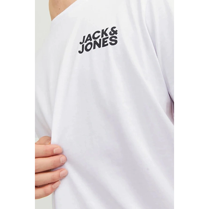 Jack&jones 12151955 0 Yaka Erkek Tshirt - Beyaz
