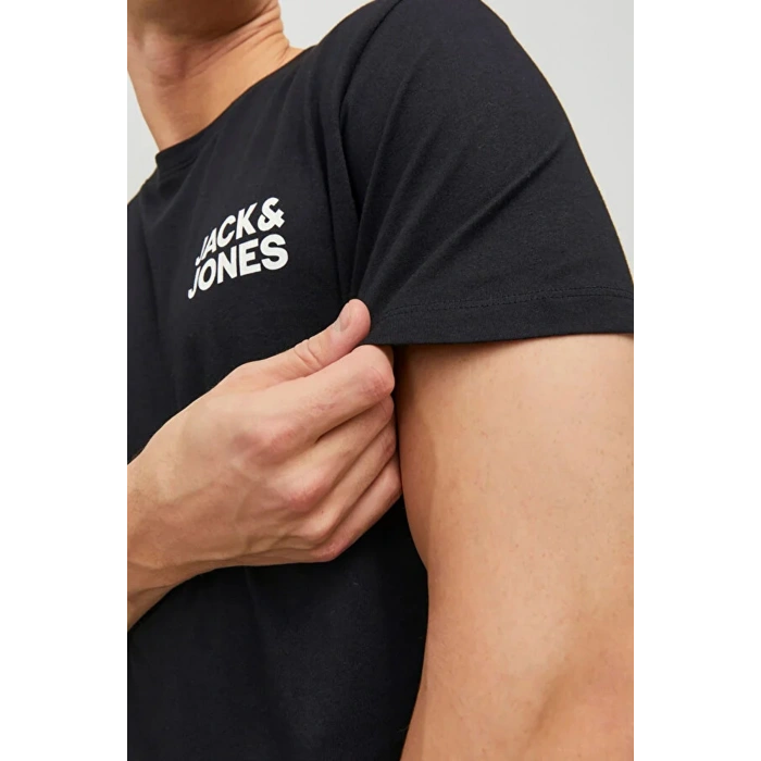 Jack&jones 12151955 0 Yaka Erkek Tshirt - Siyah