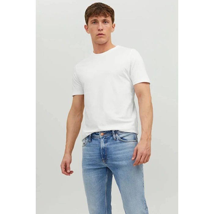 Jack&jones 12156101 0 Yaka Erkek Basic Tshirt - Beyaz