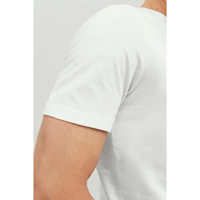 Jack&jones 12156101 0 Yaka Erkek Basic Tshirt - Beyaz