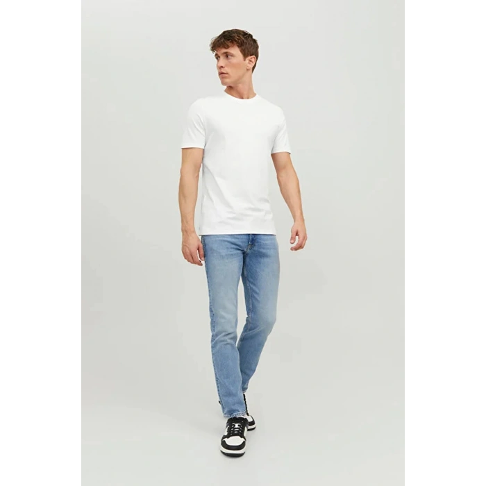 Jack&jones 12156101 0 Yaka Erkek Basic Tshirt - Beyaz