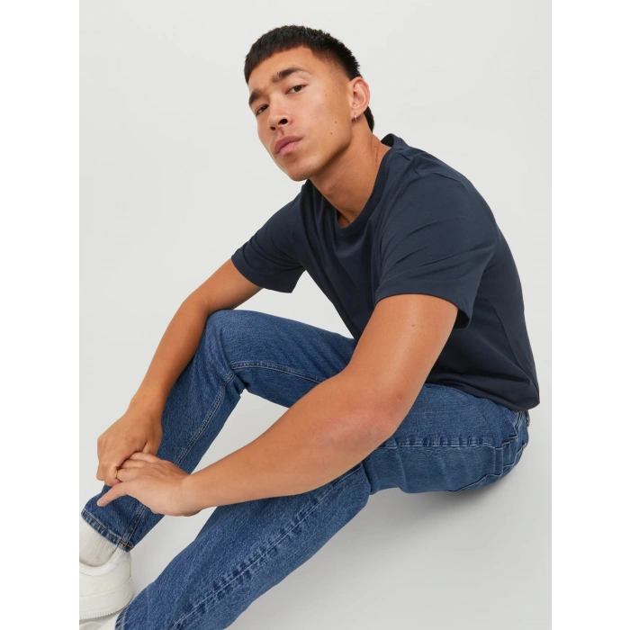 Jack&jones 12156101 0 Yaka Erkek Basic Tshirt - Lacivert