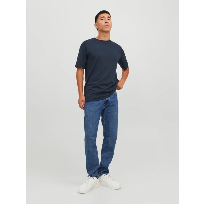 Jack&jones 12156101 0 Yaka Erkek Basic Tshirt - Lacivert