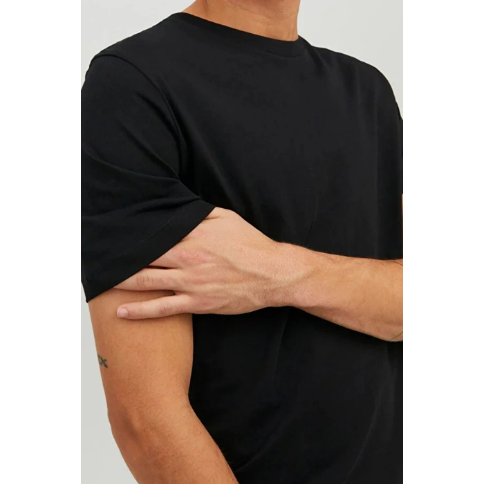 Jack&jones 12156101 0 Yaka Erkek Basic Tshirt - Siyah