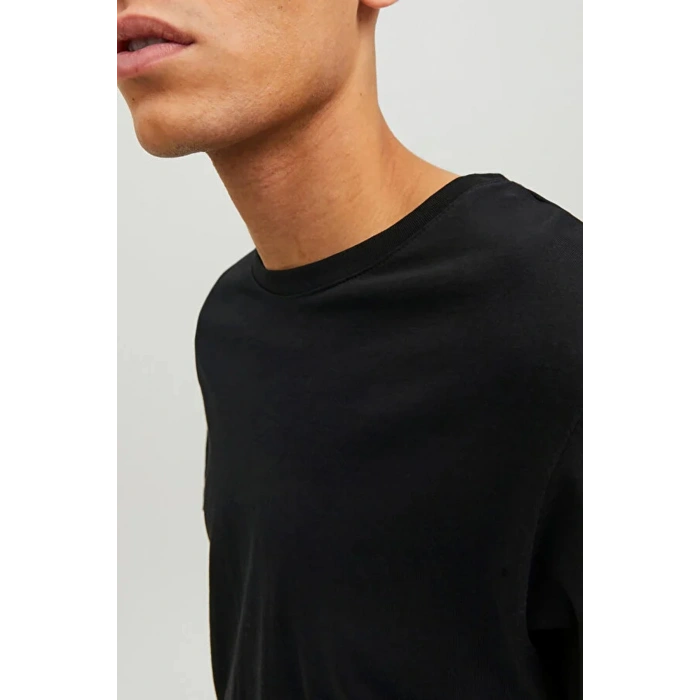 Jack&jones 12156101 0 Yaka Erkek Basic Tshirt - Siyah