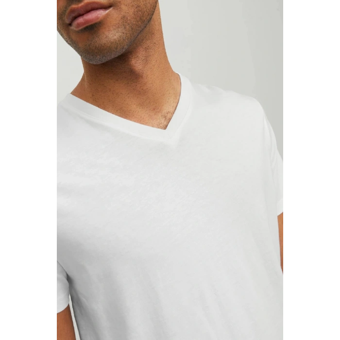 Jack&jones 12156102 V Yaka Erkek Tshirt - Beyaz