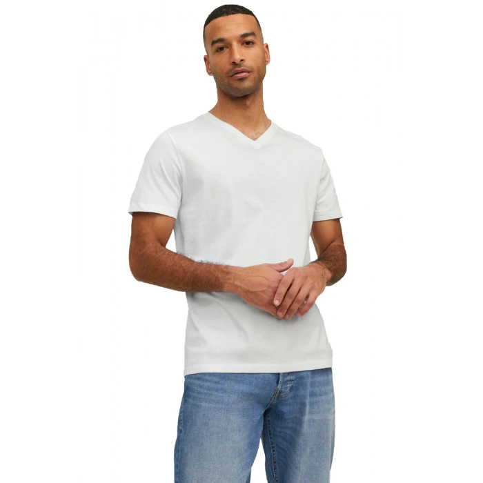 Jack&jones 12156102 V Yaka Erkek Tshirt - Beyaz