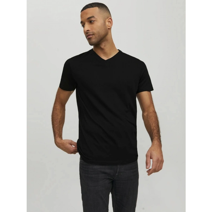 Jack&jones 12156102 V Yaka Erkek Tshirt - Siyah