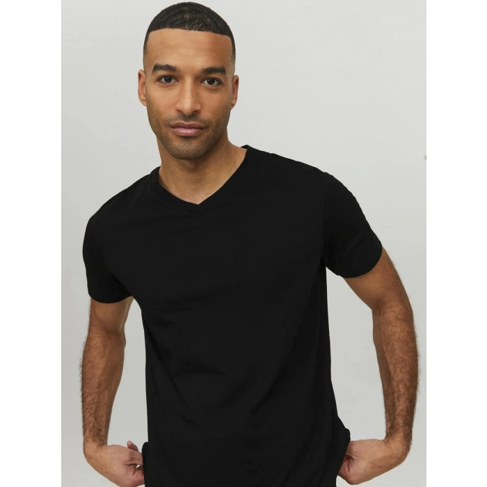 Jack&jones 12156102 V Yaka Erkek Tshirt - Siyah