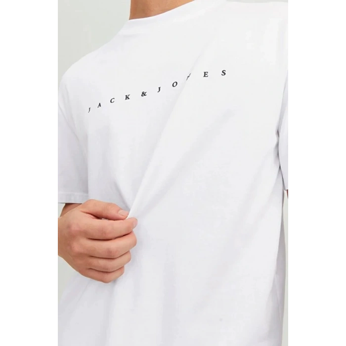 Jack&jones 12234746 0 Yaka Erkek Tshirt - Beyaz