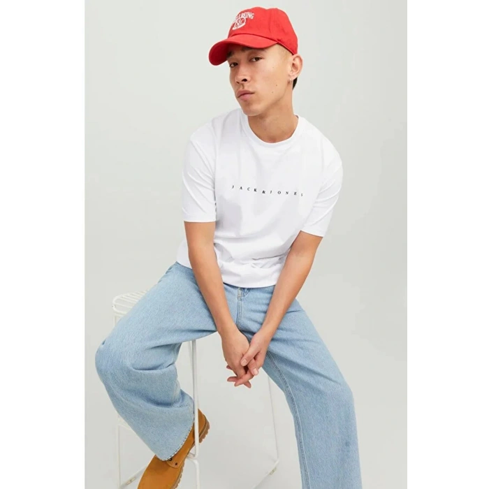 Jack&jones 12234746 0 Yaka Erkek Tshirt - Beyaz