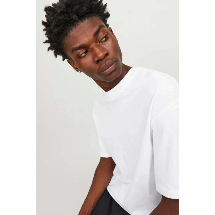 Jack&jones 12249319 0 Yaka Erkek Basic Tshirt - Beyaz