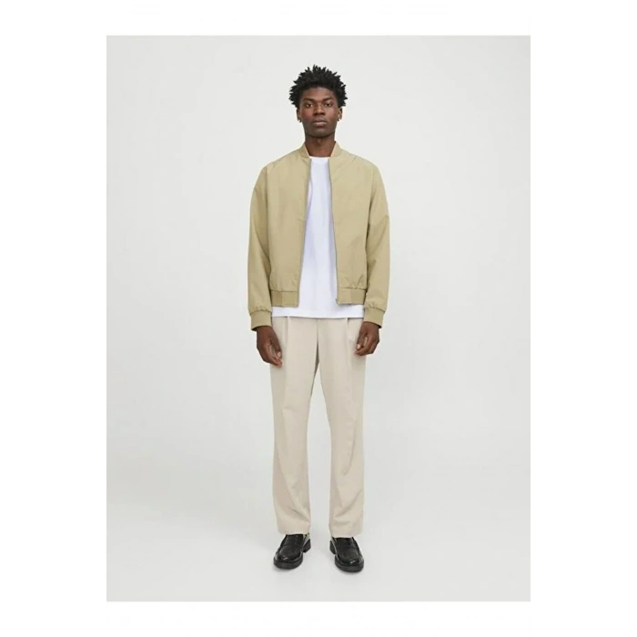 Jack&jones 12254412 0 Yaka Erkek Tshirt - Ekru