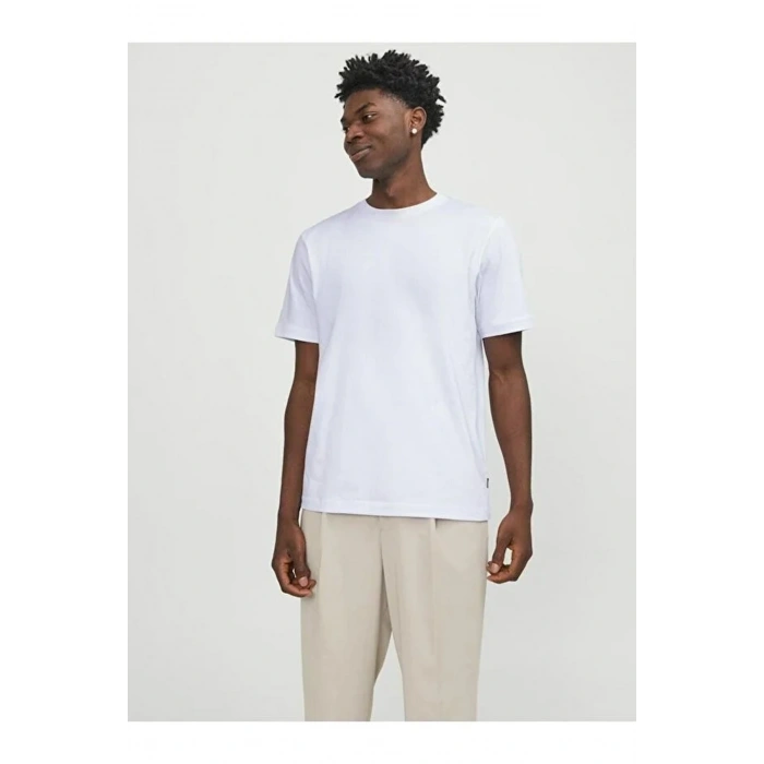 Jack&jones 12254412 0 Yaka Erkek Tshirt - Ekru