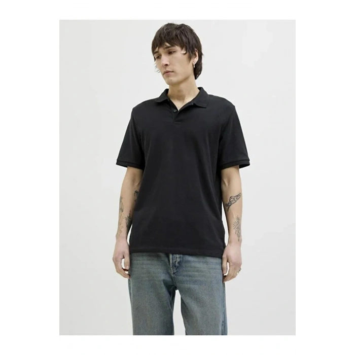 Jack&Jones 12270150 Yakali Erkek Tshirt - Siyah