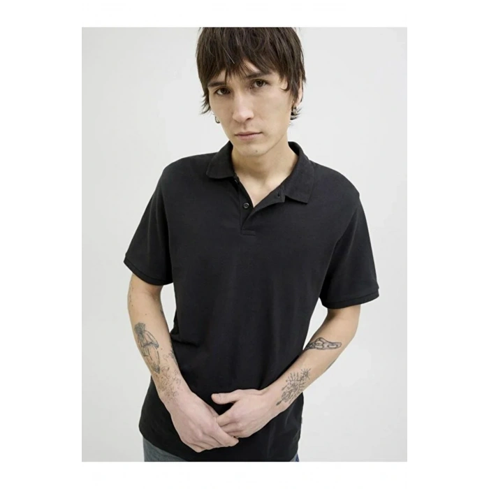 Jack&Jones 12270150 Yakali Erkek Tshirt - Siyah