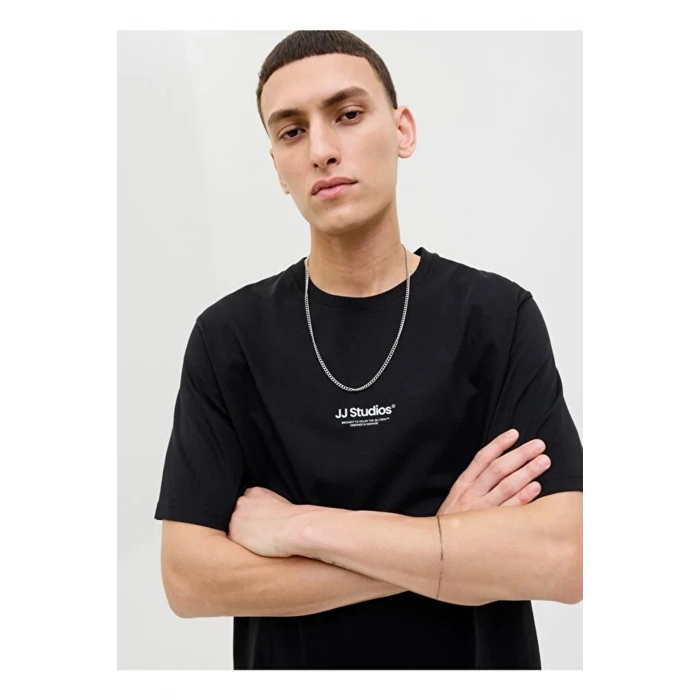 Jack&jones 12278787 0 Yaka Erkek Tshirt - Siyah