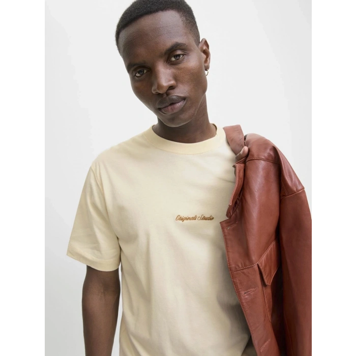 Jack&jones 12282892 0 Yaka Erkek Tshirt - Krem