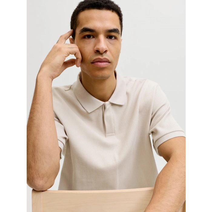 Jack&jones 12287988 Yakali Fitilli Erkek Tshirt - Bej