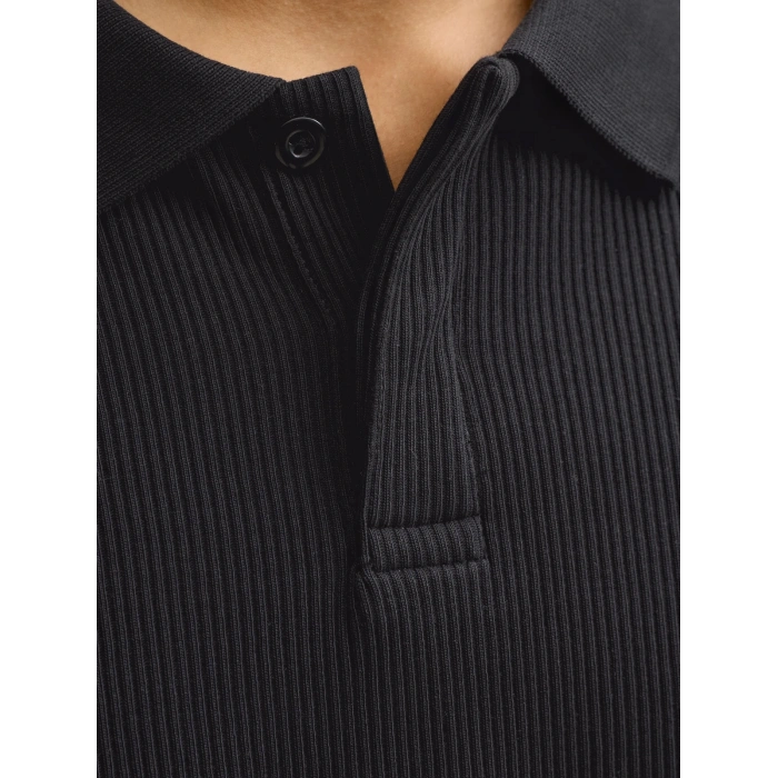 Jack&jones 12287988 Yakali Fitilli Erkek Tshirt - Siyah