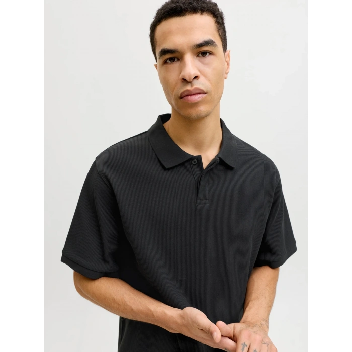 Jack&jones 12287988 Yakali Fitilli Erkek Tshirt - Siyah