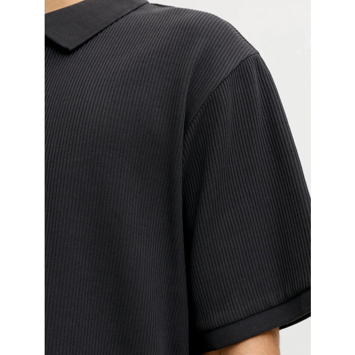 Jack&jones 12287988 Yakali Fitilli Erkek Tshirt - Siyah