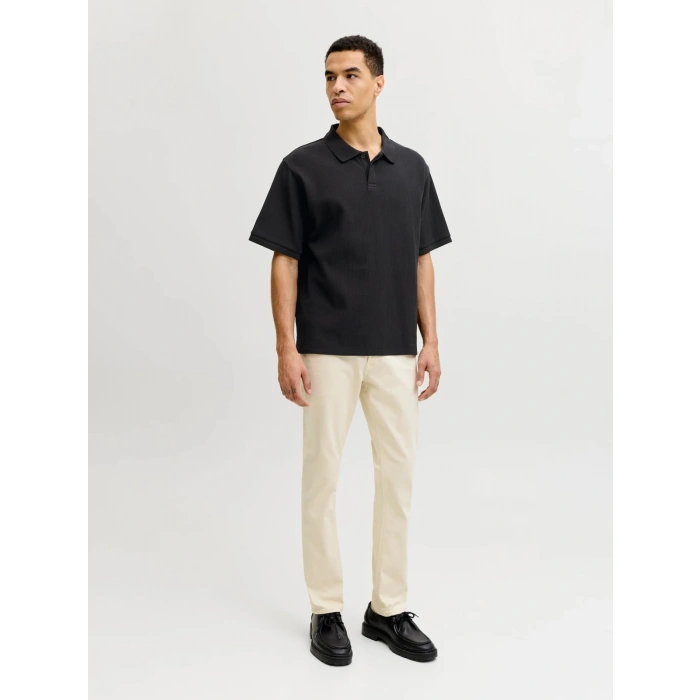 Jack&jones 12287988 Yakali Fitilli Erkek Tshirt - Siyah