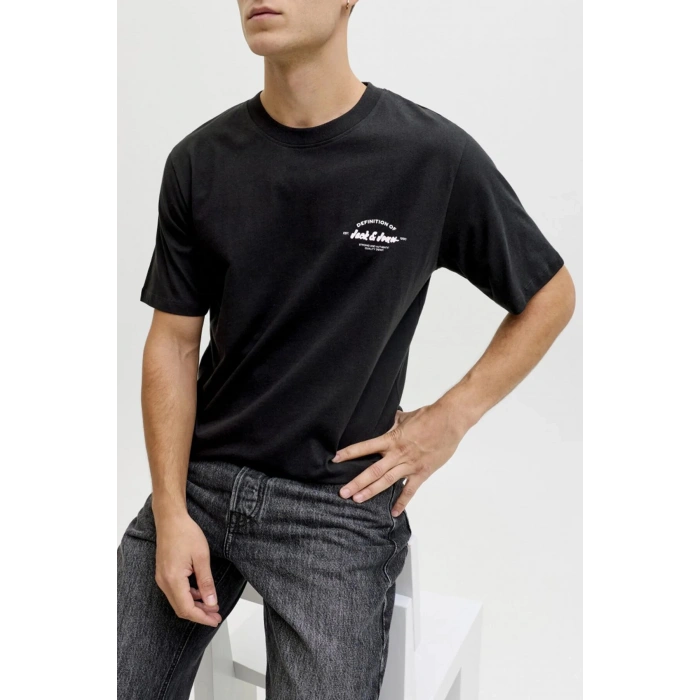 Jack&Jones 12288113 0 Yaka Erkek Tshirt - Siyah