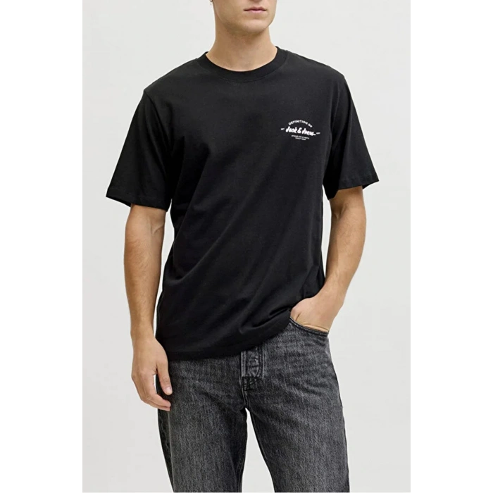 Jack&Jones 12288113 0 Yaka Erkek Tshirt - Siyah