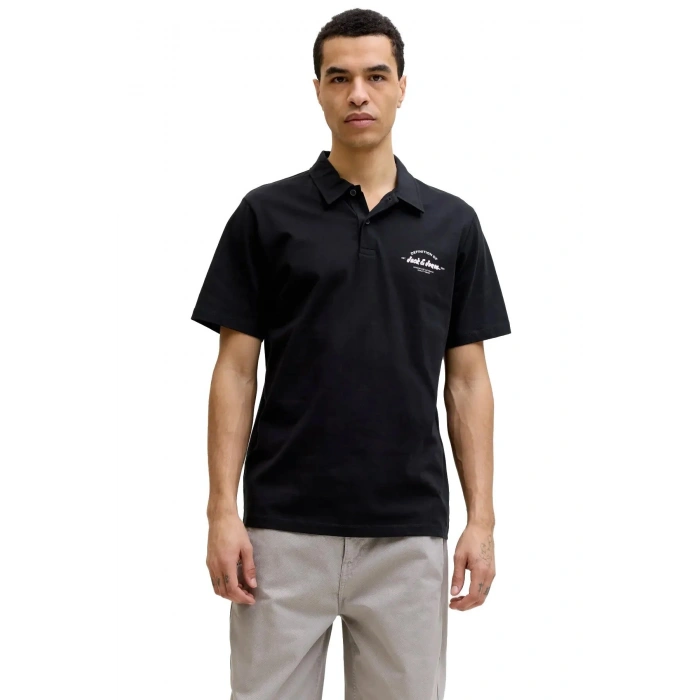 Jack&Jones 12288118 Yakali Erkek Tshirt - Siyah