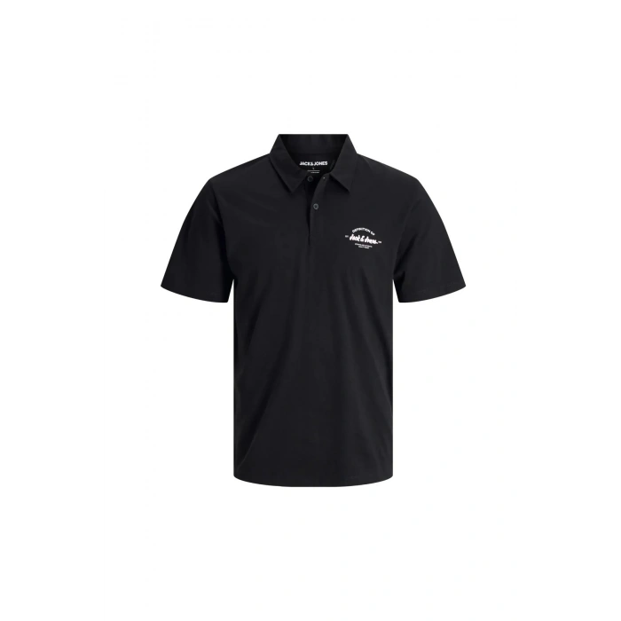 Jack&Jones 12288118 Yakali Erkek Tshirt - Siyah