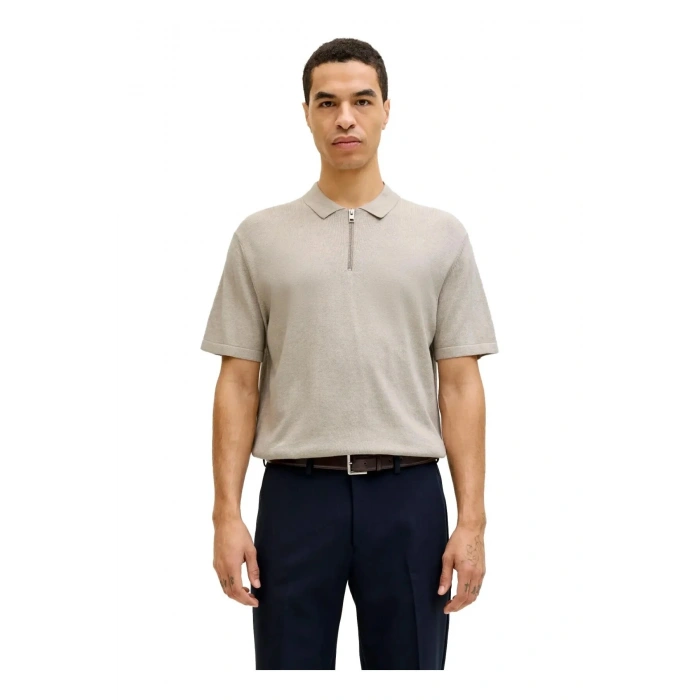 Jack&Jones 12288260 Yakali Erkek Tshirt - Bej