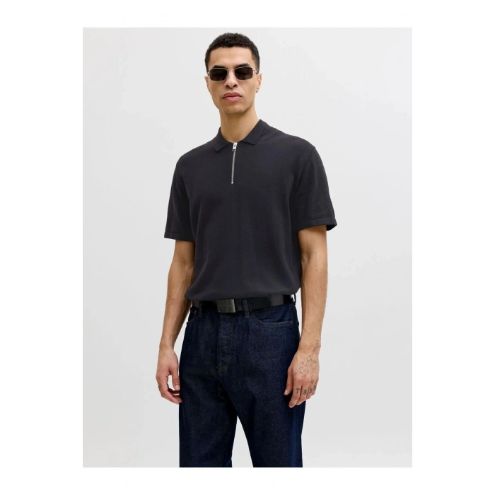 Jack&Jones 12288260 Yakali Erkek Tshirt - Siyah