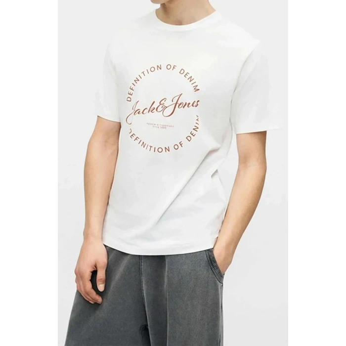 Jack&jones 12288377 0 Yaka Erkek Tshirt - Beyaz