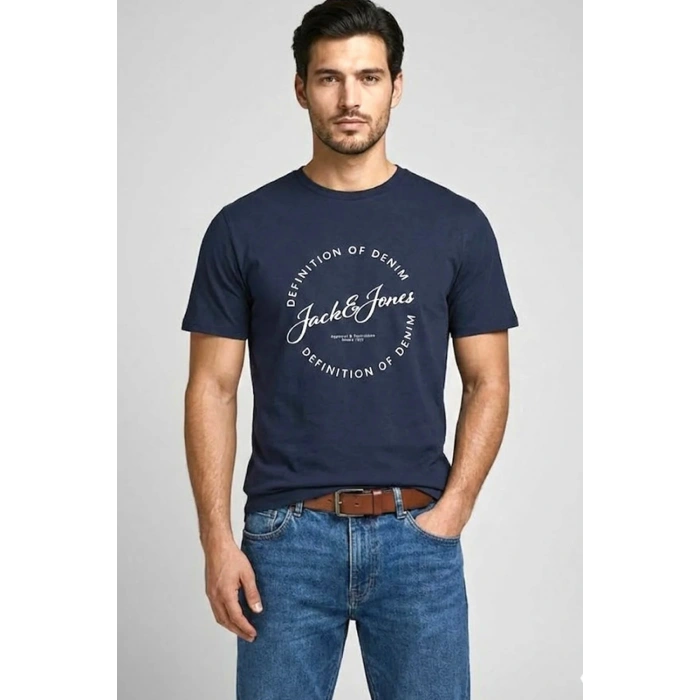 Jack&jones 12288377 0 Yaka Erkek Tshirt - Lacivert
