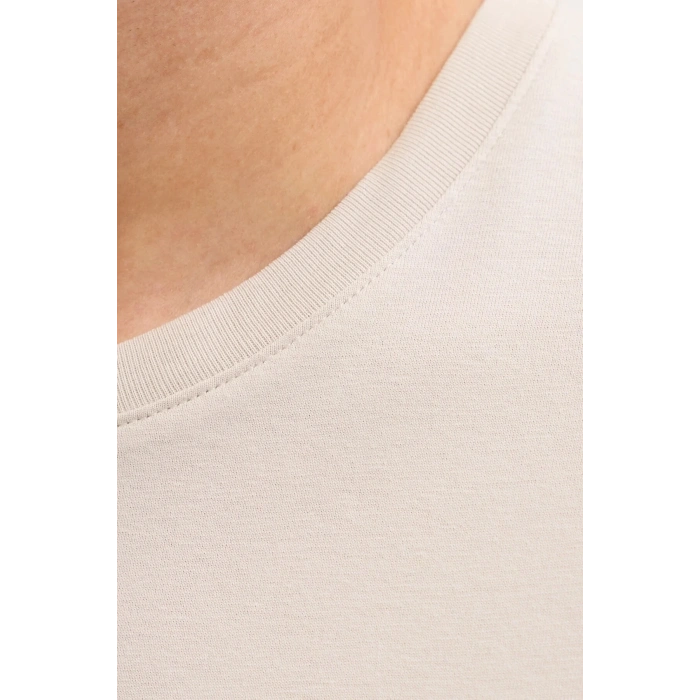 Jack&Jones 12288536 0 Yaka Erkek Tshirt - Bej