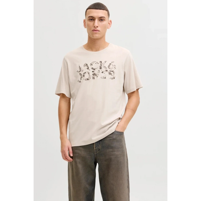 Jack&Jones 12288536 0 Yaka Erkek Tshirt - Bej