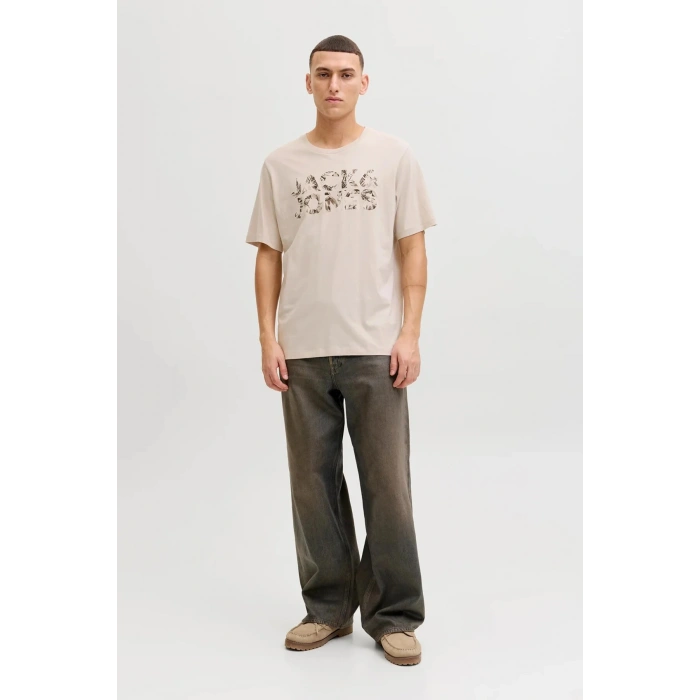Jack&Jones 12288536 0 Yaka Erkek Tshirt - Bej