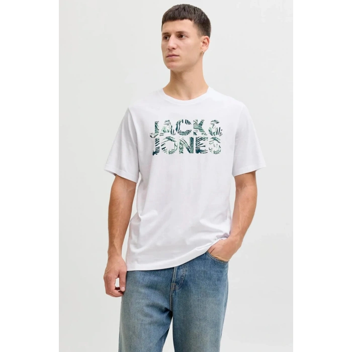 Jack&Jones 12288536 0 Yaka Erkek Tshirt - Beyaz