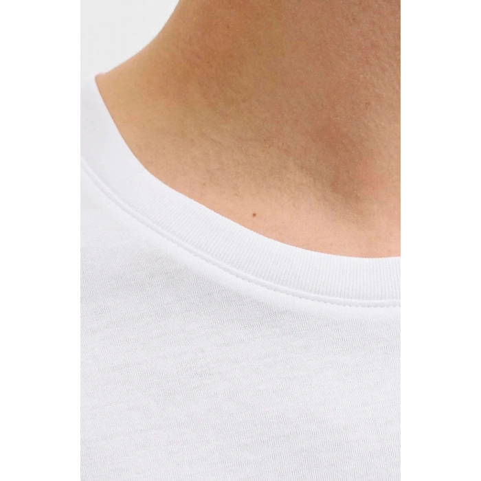 Jack&Jones 12288536 0 Yaka Erkek Tshirt - Beyaz