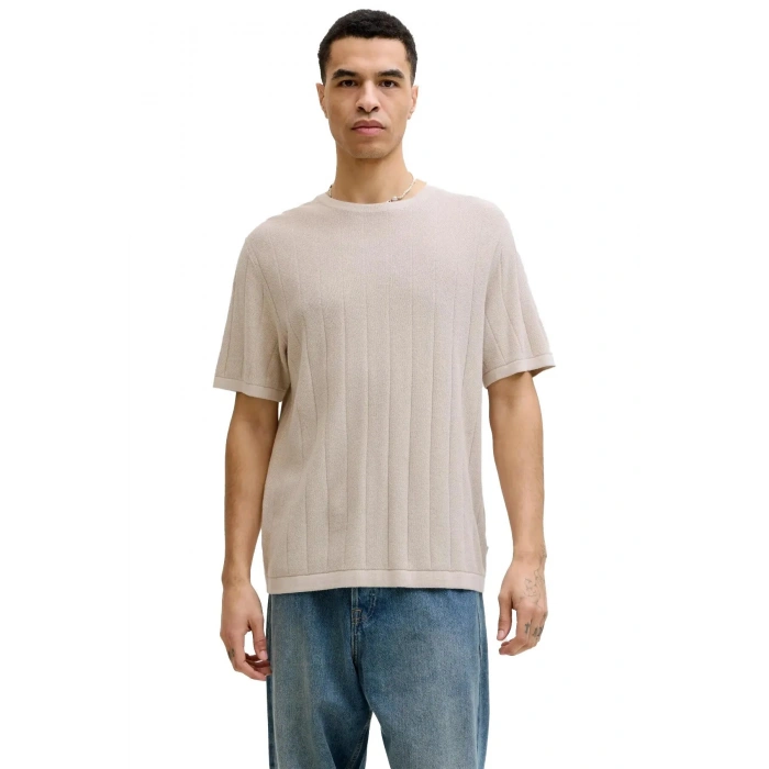 Jack&Jones 12288582 0 Yaka Erkek Tshirt - Bej