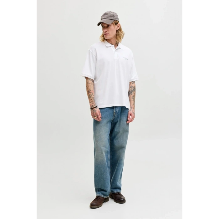 Jack&Jones 12288877 Yakali Erkek Tshirt - Beyaz