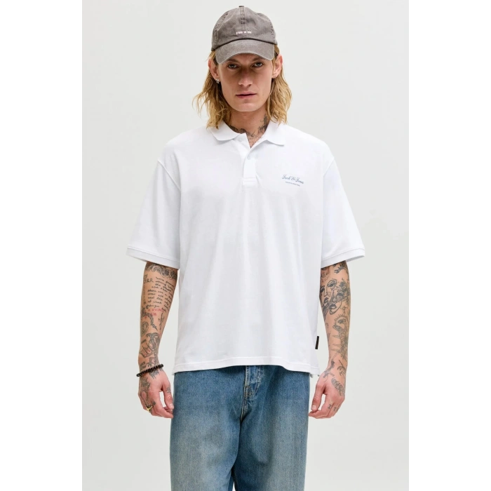 Jack&Jones 12288877 Yakali Erkek Tshirt - Beyaz