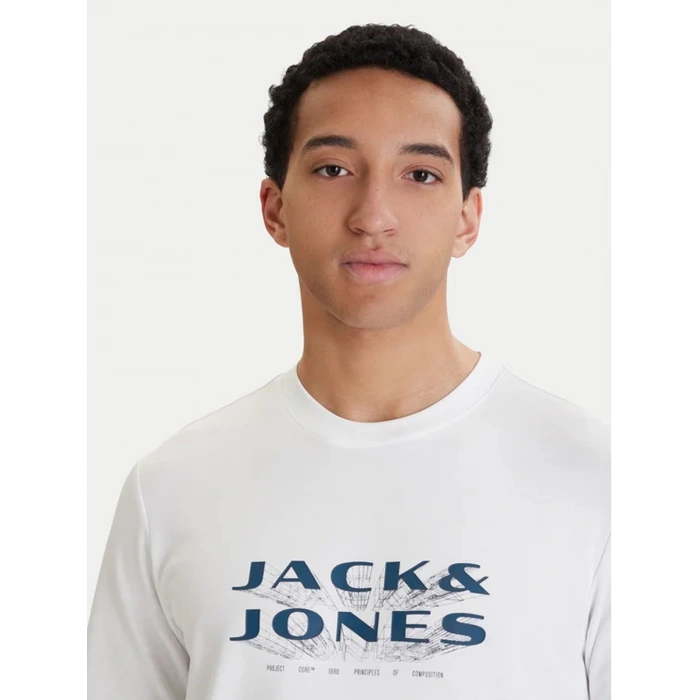 Jack&Jones 12289880 0 Yaka Erkek Tshirt - Beyaz
