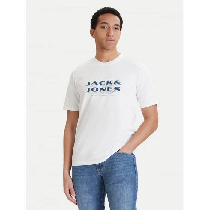 Jack&Jones 12289880 0 Yaka Erkek Tshirt - Beyaz