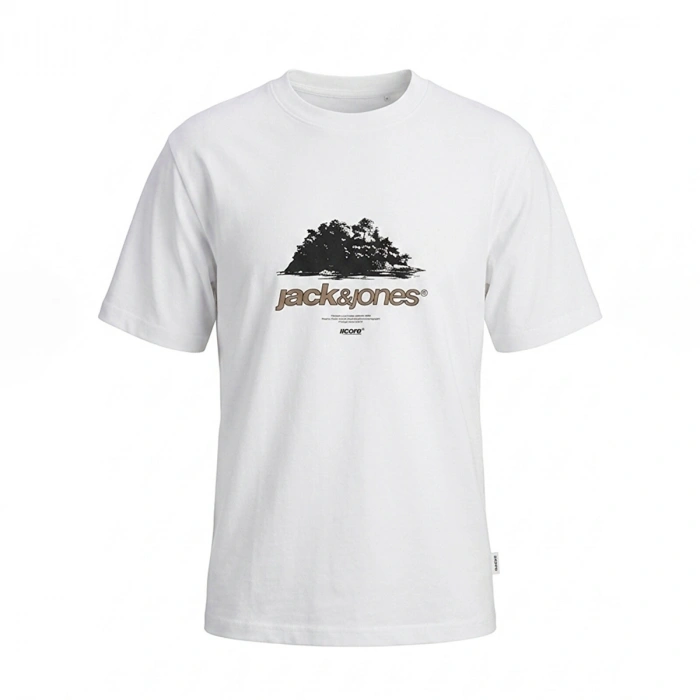 Jack&Jones 12289924 0 Yaka Erkek Tshirt - Beyaz