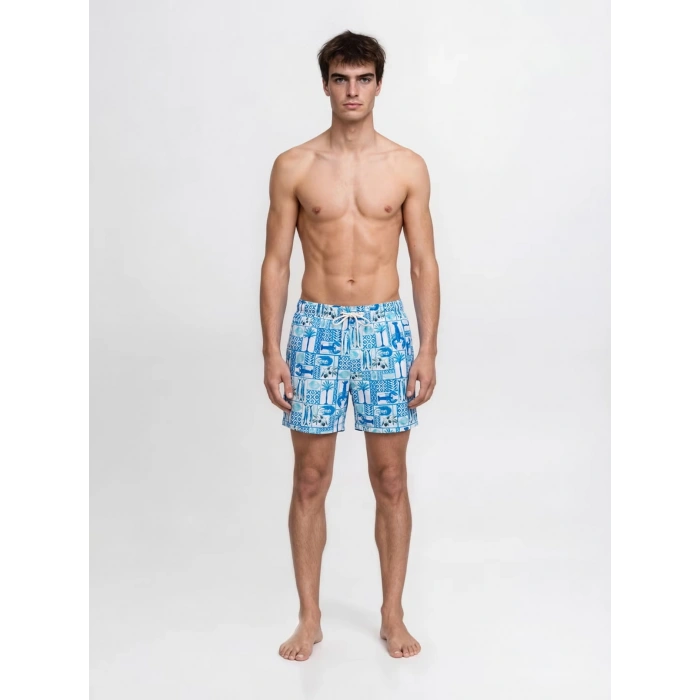 Jack&Jones 12291426 Erkek Deniz Sort - Mavi Desenli